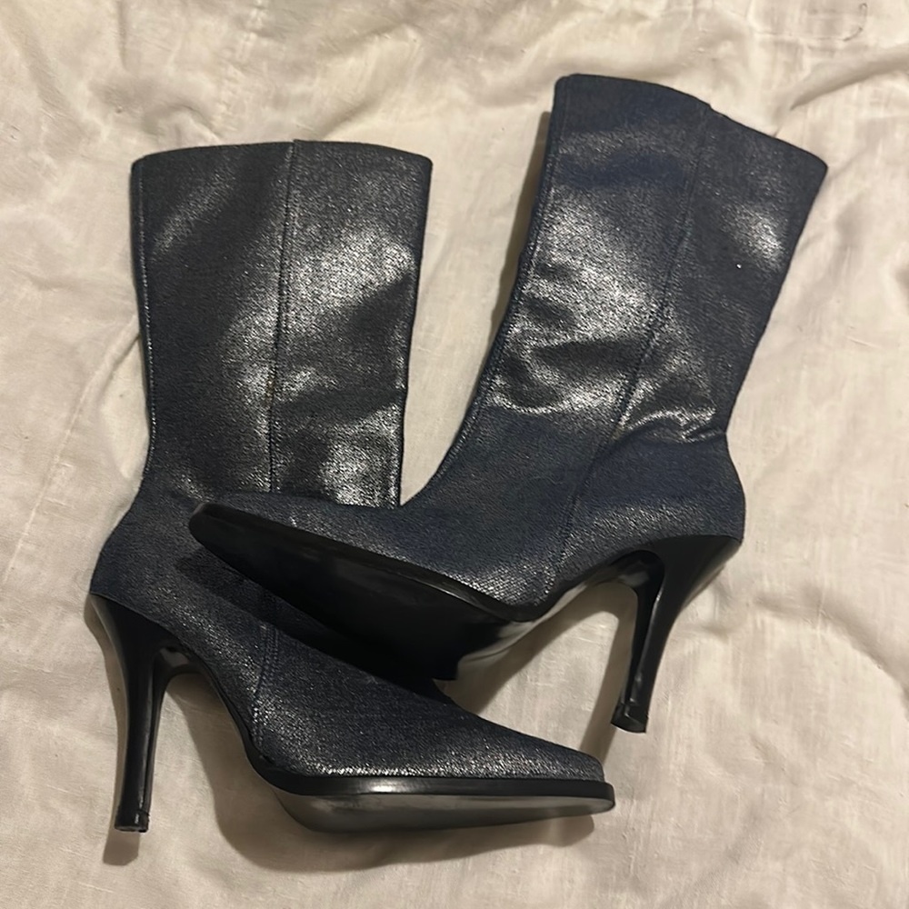 Rare Vintage candie’s shiny denim boots